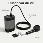 Utedusch med texterna 6000 mAh, 2 m slang och 650 g