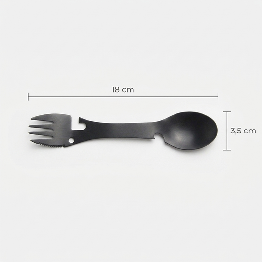 Måttbild: multiskeden är 18 cm lång och 3,5 cm bred över skeden