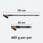 Vandringsstav utdragen till 137 cm och hopskjuten till 62 cm, 680 g per par